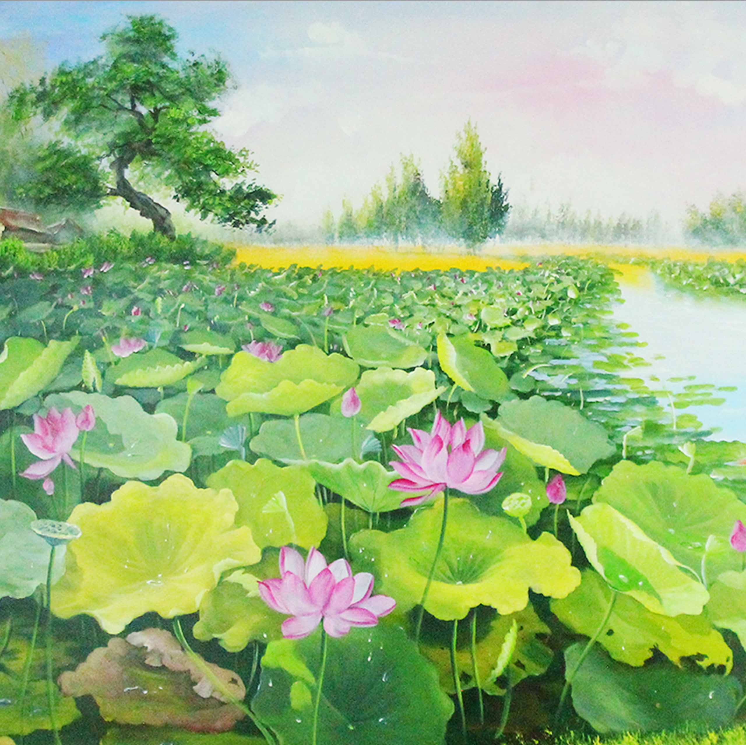 Lotus oil painting - TSD67LHAR